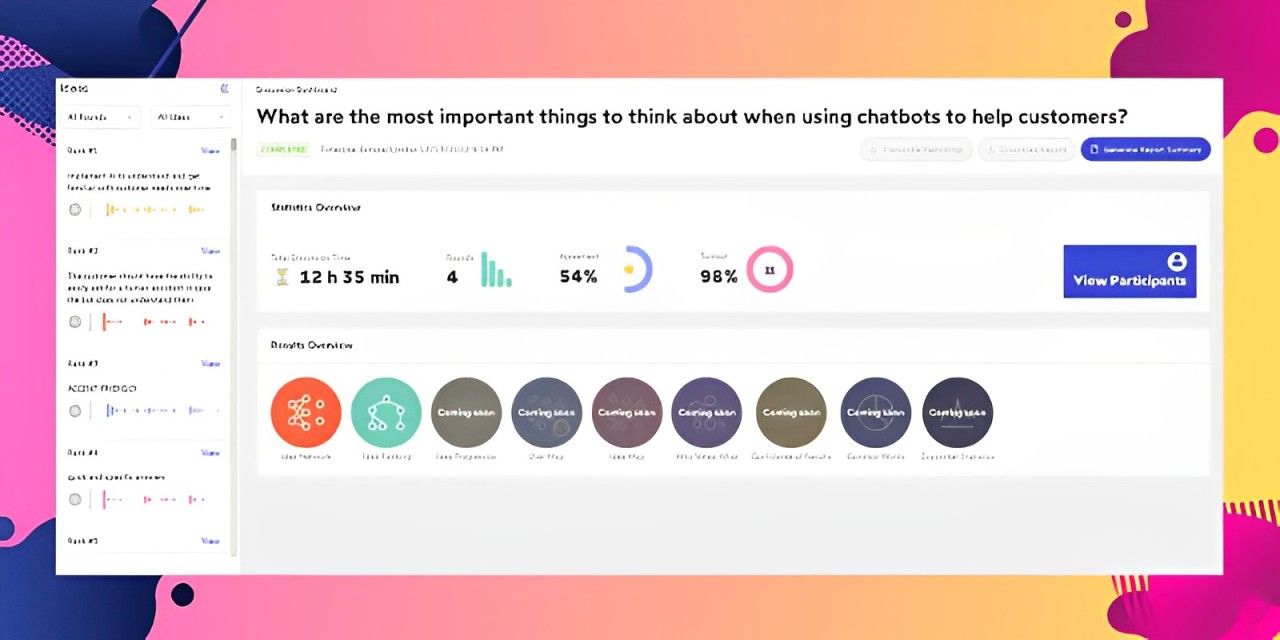 Interactive dashboard of PSi app